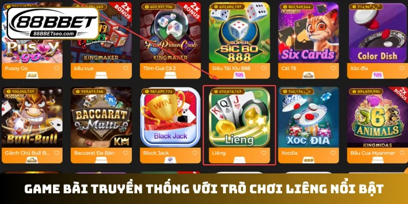 Game bài truyền thống với trò chơi liêng nổi bật